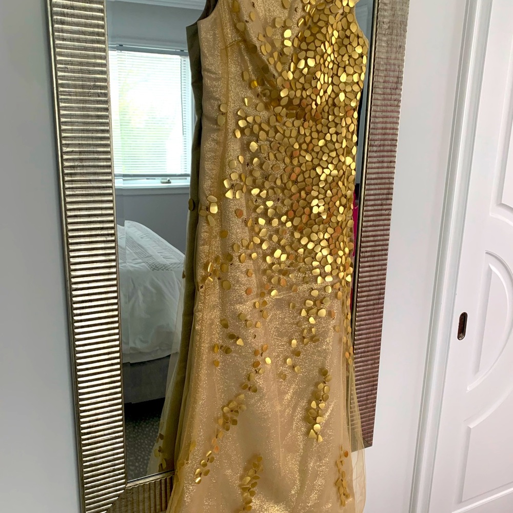 Angel Sanchez stunning beaded gold gown